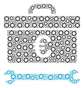 Euro Toolbox Collage of Cogs Stock Illustration