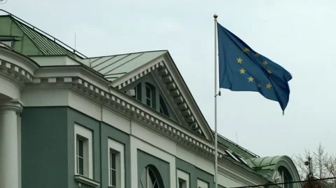 Euro Union flag in the wind Stock Footage 62759132