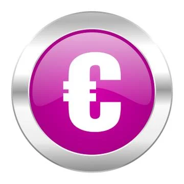 Euro violet circle chrome web icon isolated. Stock Illustration