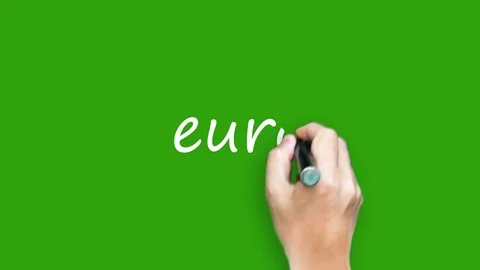 Euro - Writing with marker on green screen Stock Footage
