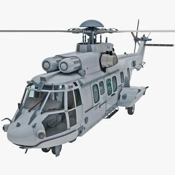 Eurocopter EC725 Caracal Tactical Transport Helicopter 4 3D Model