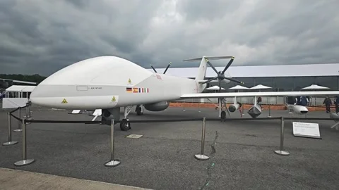 Eurodrone, is a twin-turboprop UAV under development by Airbus Stock Footage 340890953