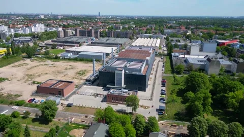 Europ City Cloud big data center internet server. Magic aerial view flight drone Stock Footage 310647866