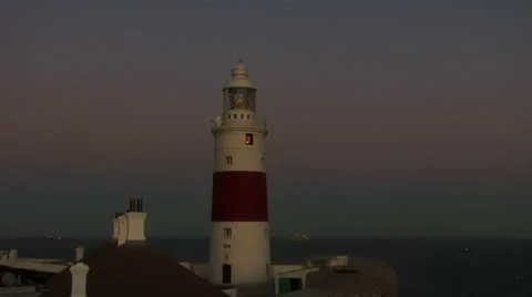 Europa Point lighthouse at night  Stock-Footage 40163926