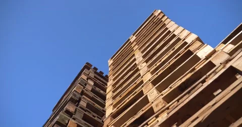 Europalette stack exterior clear sky Video stock 238632809