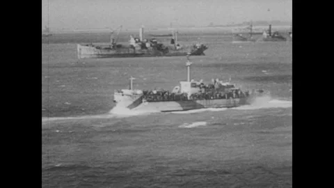Europe 1940s: A large explosion erupts on a ship's deck, sending smoke and Stock Footage 340829295