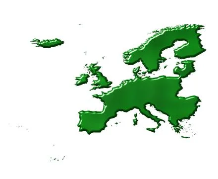 Europe 3D Ecological Map Stock Illustration