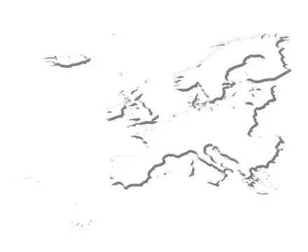 Europe 3D White Map Stock Illustration