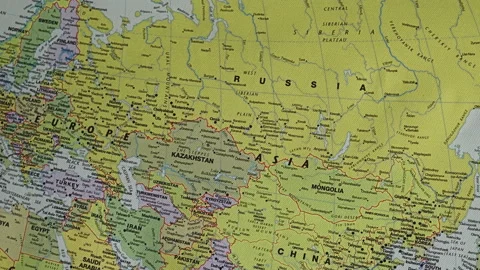 Europe Africa Eurasia On The Physical Map Of The World.. Stock Footage 114387341