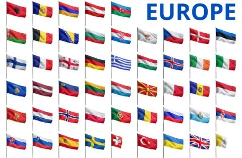 Europe - All Countries Flags Stock Illustration