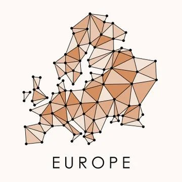 Europe connected low-poly map vector - modern geometric style illustration. Stock Illustration