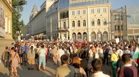 Europe Crowd Protesters Strike Flags Riot Demonstration Bulgaria HD Stock Footage 24845139