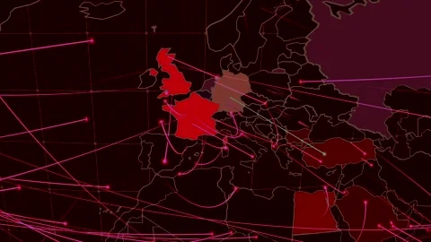 Europe Cyber Attack Threat Map Animation Showing Digital Security 4K Video 스톡 동영상 341461887