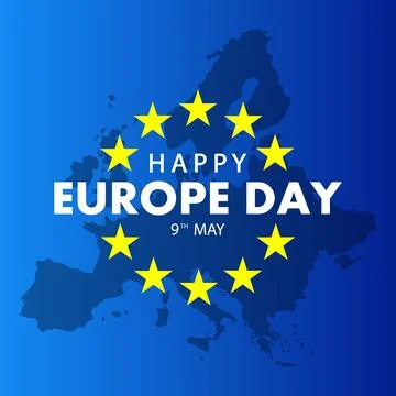 Europe day map banner Illustrazione stock
