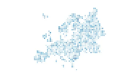 Europe dotted digital map. Map of Europe with pulsating colored circles. Shap... Video stock 231079227