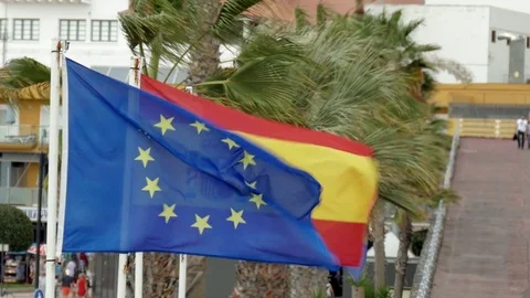 Europe flag waving in the wind Stock Footage 71977092