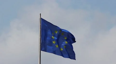 Europe flag in the wind with clouds Stock Footage 41099477