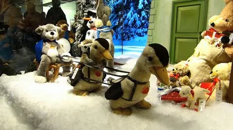Europe German Christmas Advent Fair Market Xmas window display Stock Footage