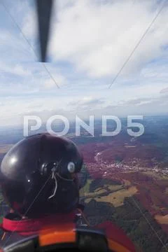 Europe, Germany, Rhineland Palatinate, Person flying gyroplane Stock Photos