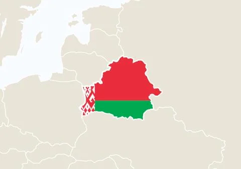 Europe with highlighted Belarus map. Stock Illustration