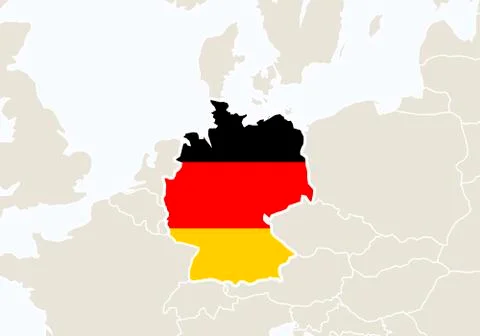 Europe with highlighted Germany map. Stock Illustration