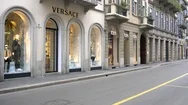 Europe, Italy , Milan March 2020 -  Montenapoleone Fashion District Empty Of Peo Stock Footage