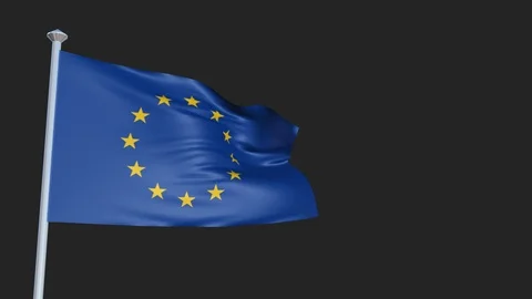 Europe - Loopable 3D flag animation with Alpha Channel and Transparency for y Stock Footage 91461681
