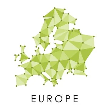Europe low poly map vector - geometric style illustration. Stock Illustration