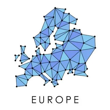 Europe low poly map vector - modern geometric style illustration. Stock Illustration