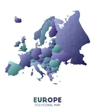 Europe Map. actual low poly style continent map. Likable vector illustration. Stock Illustration