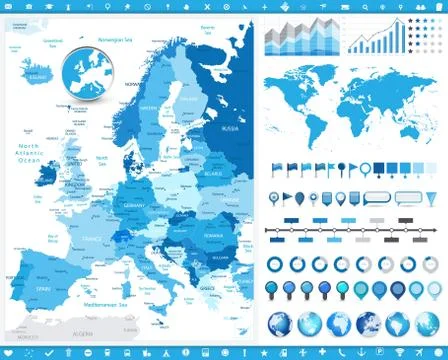 Europe Map and infographic elements Stock Illustration