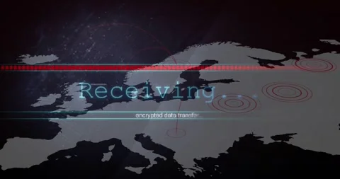 Europe map appearing on glitch backdrop, bar filling, rings pulsing showing Stock Footage 327786361