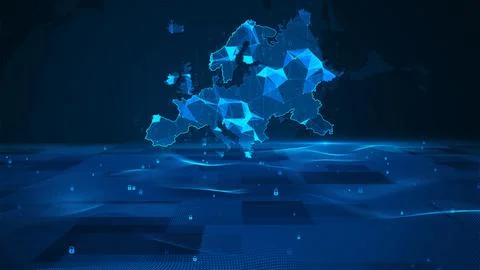 Europe map background digital number code business security key technology Stock-Illustration