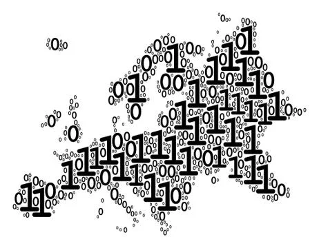 Europe Map Collage of Binary Digits 스톡 일러스트