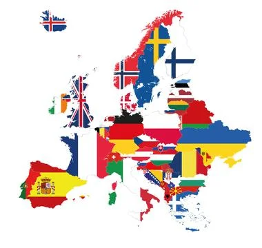 Europe map with countries flags inside Stock-Illustration