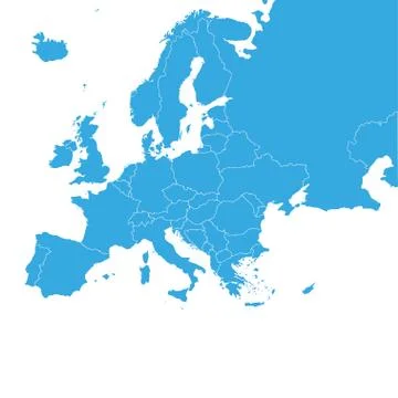Europe map with country borders, vector illustration. Stock Illustration