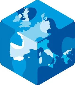 The europe map in a cubic planet. Stock Illustration