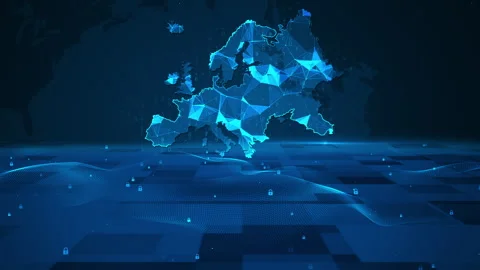 Europe Map Digital Number Code Business Security Technology Background Vidéo 339046651
