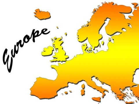 .europe map filled with orange gradient. mercator projection. Illustrazione stock