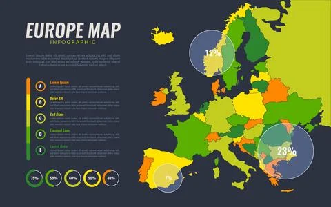 Europe map infographic in flat design Stock Illustration