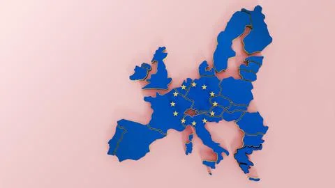 Europe map isolated on warm background. 3D illustration Stock Illustration
