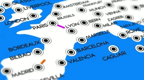Europe Map Network Design Macro Stock Footage 21428208