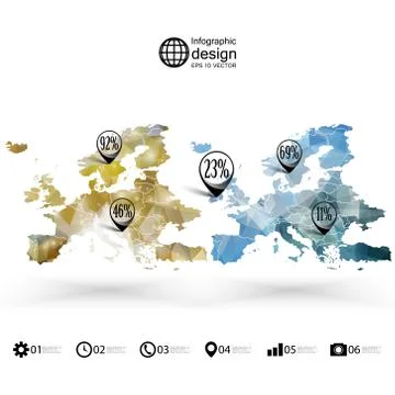 Europe map template, triangle design, infographics vector illustration イラスト素材