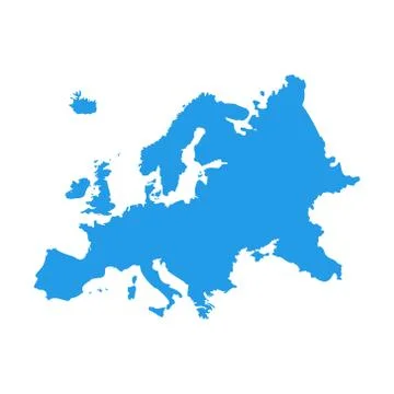 Europe map vector country border. European map eu silhouette continent Stock Illustration