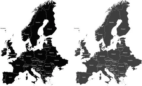 Europe map vector. Grayscale design Stock Illustration