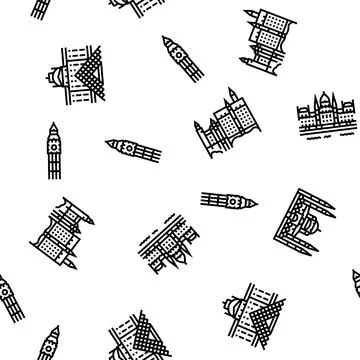Europe Monument Construction vector seamless pattern Ilustração Stock