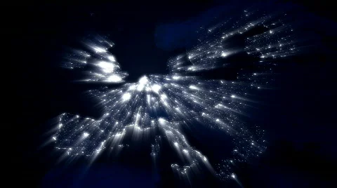 Europe at Night with Ray of Lights (Loop) Video stock 374629