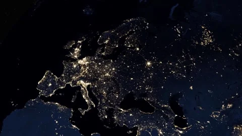 Europe at Night From Space Stock Footage 339018394