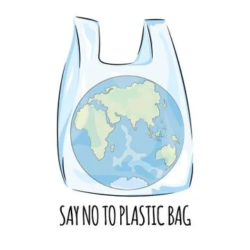 EUROPE NO PLASTIC Ecological Problem Vector Illustration Set Stock Illustration