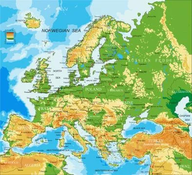 Europe - physical map Stock Illustration